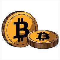 Bitcoin coin stack illustration showcasing cryptocurrency. Ideal for financial technology projects, trading interfaces, and digital currency asset visuals. vector