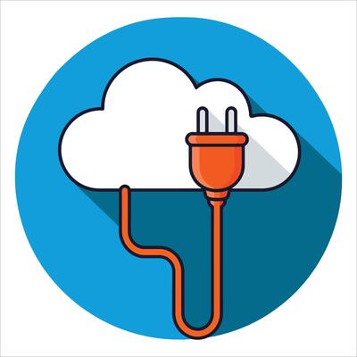 icon of a cloud plugin, tech themed illustration ideal for apps and software. Great for digital services, web tools, and innovative design.