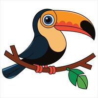 Cartoon toucan , colorful and playful. Perfect for zoo designs, rainforest visuals, and exotic birds. vector