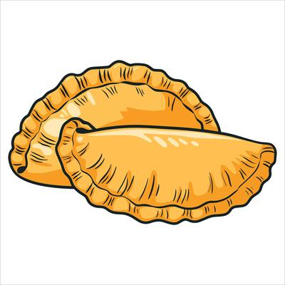 illustration of curry puff and empanada. Perfect for fast food, bakery, and international recipe visuals.
