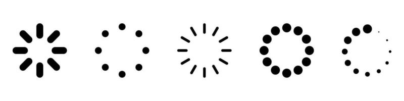 Loading Circle Set. Progress Icons. Round Loaders. Black and White Graphics. vector