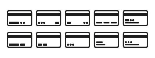 Credit card icon set. Credit card payment icons symbol in thin line and flat style. vector