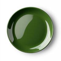 Green plate isolated on white background photo