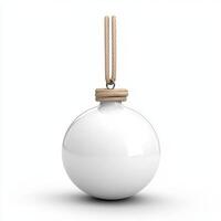 A white christmas ornament with a rope hanging from it photo