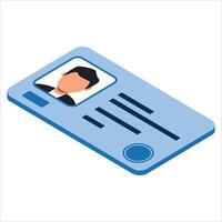 Isometric security service ID card icon isolated on white. Ideal for web design, safety themes, and access control applications. vector