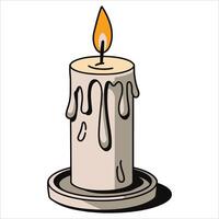 Single burning candle , isolated on white. Perfect for meditation, decor, and romantic setting visuals. vector
