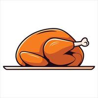 illustration of a roasted whole chicken on a plate. Great for recipes and cooking websites. vector