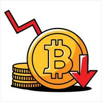 Falling Bitcoin price art depicting crypto market downturn. Perfect for volatility concepts, risk assessment infographics, and trading analysis visuals. vector