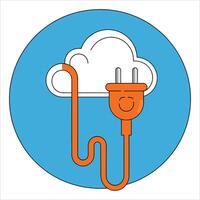 Cloud plugin icon, tech tool illustration. Ideal for software, apps, and digital service designs. vector