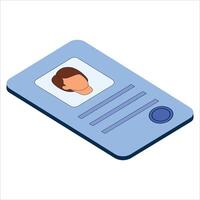 Professional security service ID card in isometric style. illustration perfect for web design, safety concepts, and access control systems, isolated on white. vector
