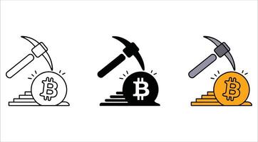 Bitcoin mining illustration, crypto network sign. Ideal for investment, blockchain, and DeFi designs. vector