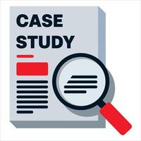 Case study icon representing research analysis and document symbol. Ideal for business reports, data visualization, and professional presentations. vector