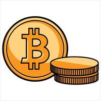 Stack of Bitcoin coins in clean style, modern cryptocurrency symbol. Perfect for fintech applications, trading platforms, and digital asset management designs. vector