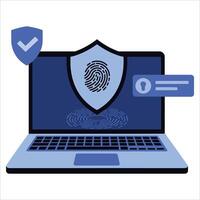 Fingerprint password with security icons. Perfect for touch ID, login screens, and cyber safety designs. vector