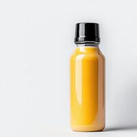 A bottle of orange juice on a white background photo
