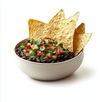 Black bean dip with tortilla chips photo
