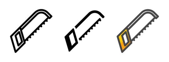 Multipurpose Hacksaw Icon in Outline, Glyph, Filled Outline Style vector