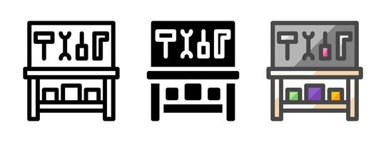 Multipurpose Workbench Icon in Outline, Glyph, Filled Outline Style vector