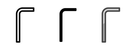 Multipurpose Allen Key Icon in Outline, Glyph, Filled Outline Style vector
