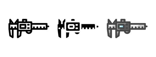 Multipurpose Digital Caliper Icon in Outline, Glyph, Filled Outline Style vector
