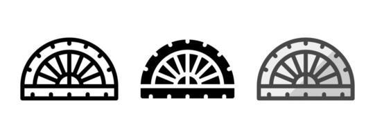 Multipurpose Protractor Icon in Outline, Glyph, Filled Outline Style vector