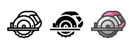 Multipurpose Circular Saw Icon in Outline, Glyph, Filled Outline Style vector