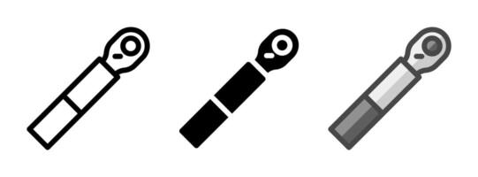 Multipurpose Torque Wrench Icon in Outline, Glyph, Filled Outline Style vector
