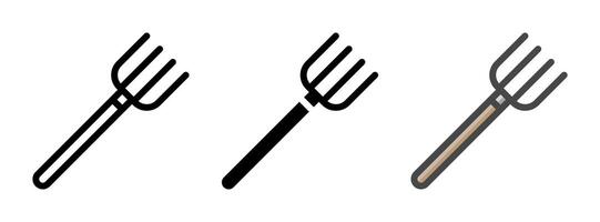 Multipurpose Hay Fork Icon in Outline, Glyph, Filled Outline Style vector