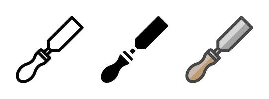 Multipurpose Chisel Icon in Outline, Glyph, Filled Outline Style vector