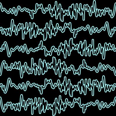 Blue Heartbeat Seamless Pattern with Black Background