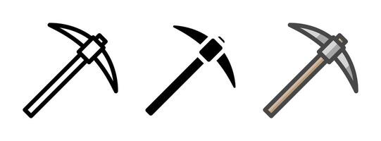 Multipurpose Pickaxe Icon in Outline, Glyph, Filled Outline Style vector