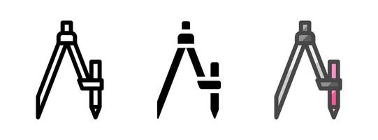 Multipurpose Divider Caliper Icon in Outline, Glyph, Filled Outline Style vector