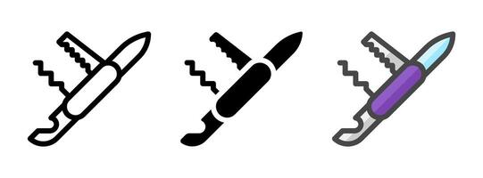 Multipurpose Utility Knife Icon in Outline, Glyph, Filled Outline Style vector
