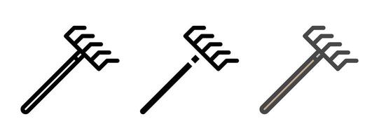 Multipurpose Rake Icon in Outline, Glyph, Filled Outline Style vector