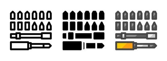 Multipurpose Screwdriver Bit Set Icon in Outline, Glyph, Filled Outline Style vector