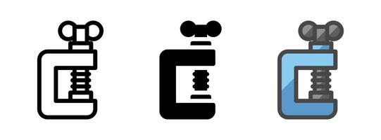Multipurpose Clamp Icon in Outline, Glyph, Filled Outline Style vector