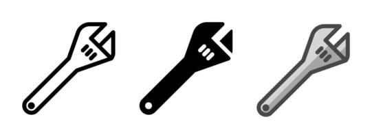 Multipurpose Adjustable Wrench Icon in Outline, Glyph, Filled Outline Style vector