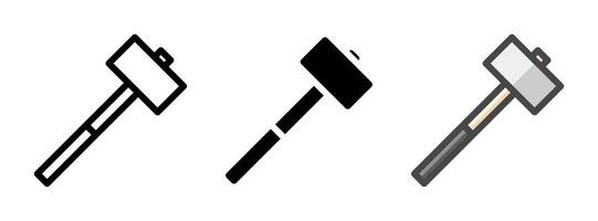 Multipurpose Sledgehammer Icon in Outline, Glyph, Filled Outline Style vector
