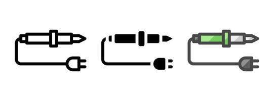 Multipurpose Soldering Iron Icon in Outline, Glyph, Filled Outline Style vector