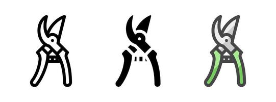 Multipurpose Pruning Shears Icon in Outline, Glyph, Filled Outline Style vector