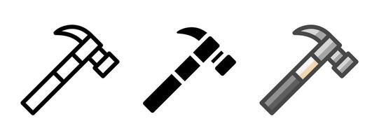 Multipurpose Hammer Icon in Outline, Glyph, Filled Outline Style vector