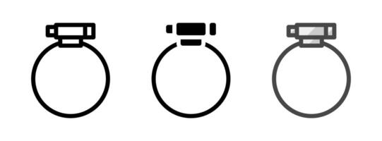 Multipurpose Hose Clamp Icon in Outline, Glyph, Filled Outline Style vector