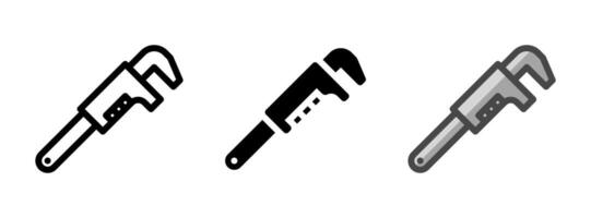 Multipurpose Monkey Wrench Icon in Outline, Glyph, Filled Outline Style vector