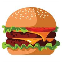 hamburger, juicy and appetizing. Ideal for fast food logos, menus, and snack packaging. vector