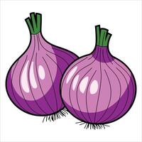 Red onion illustration isolated on white background. Ideal for cooking recipes, food blogs, and culinary design projects. vector