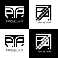 PTP minimalist and classic logo set design. PTP flat and simple style with black and white color variation letter logo set in one artboard. vector