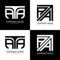ATA minimalist and classic logo set design. ATA flat and simple style with black and white color variation letter logo set in one artboard. vector