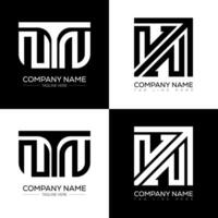 NTN minimalist and classic logo set design. NTN flat and simple style with black and white color variation letter logo set in one artboard. vector