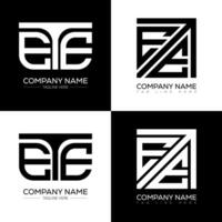 ETE minimalist and classic logo set design. ETE flat and simple style with black and white color variation letter logo set in one artboard. vector