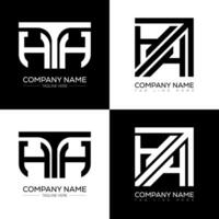 HTH minimalist and classic logo set design. HTH flat and simple style with black and white color variation letter logo set in one artboard. vector
